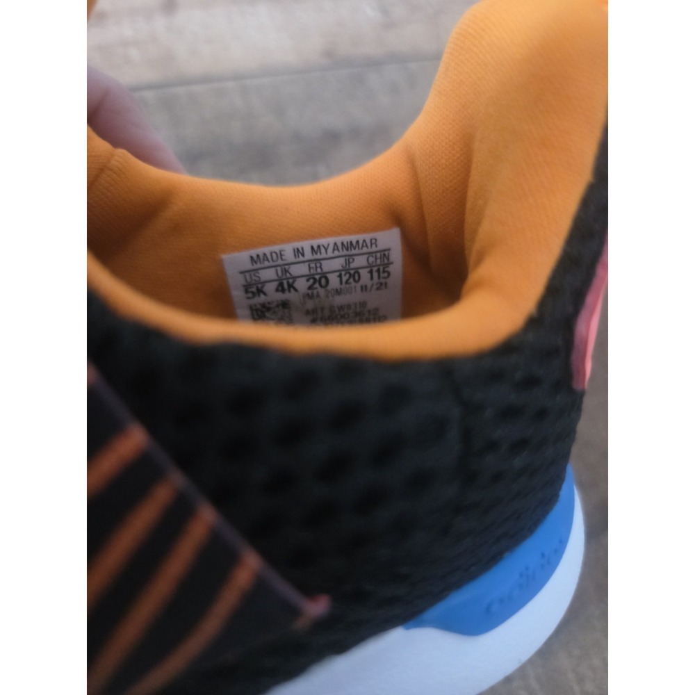 Adidas Toddlers Sz 5 Lite Racer Shoes Black Orange Zebra Print Slip On - Picture 7 of 7